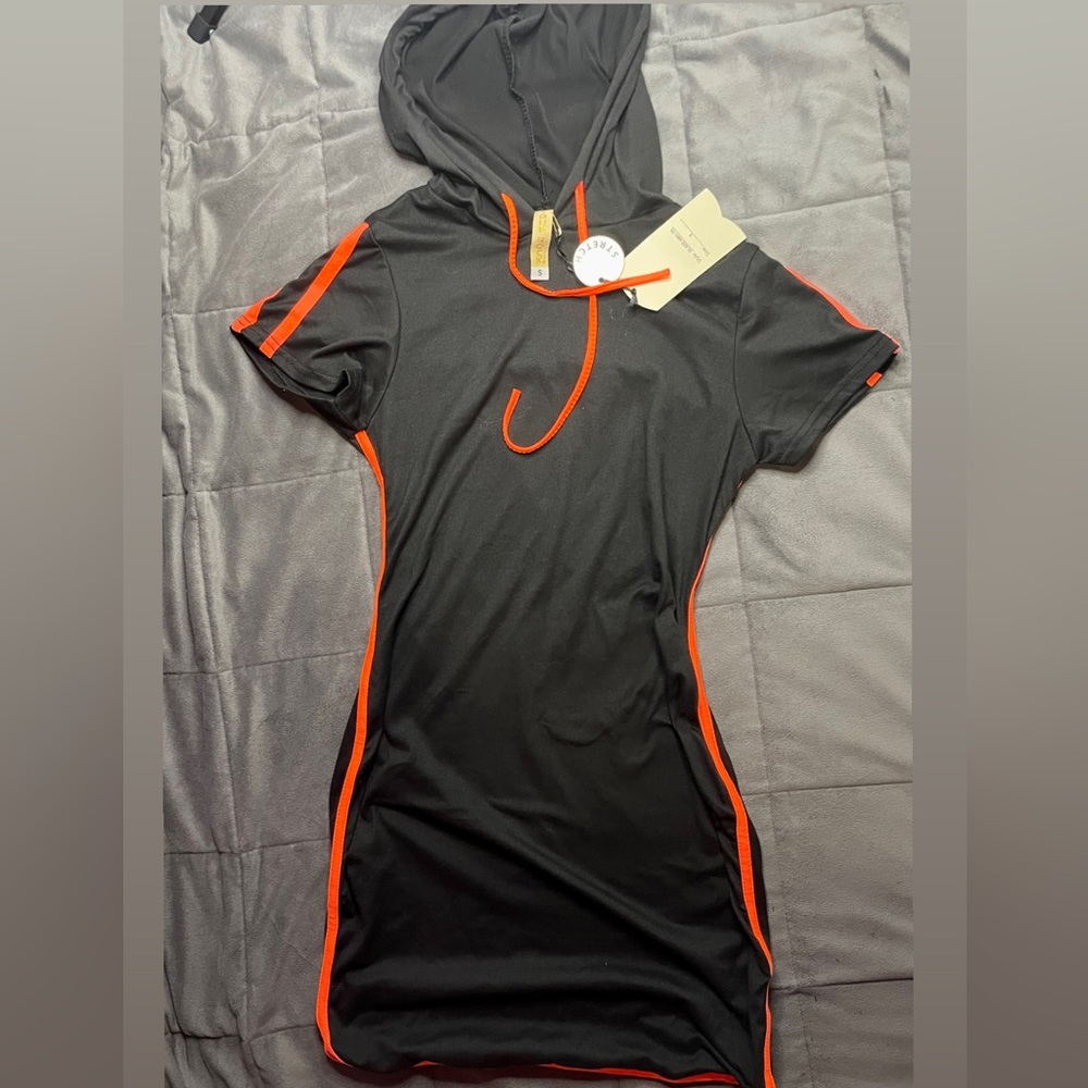 Hoodie Dress- Black & Red